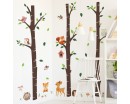 Large Birch Tree and Forest Animal Owl Squirrel Deer Wall Stickers